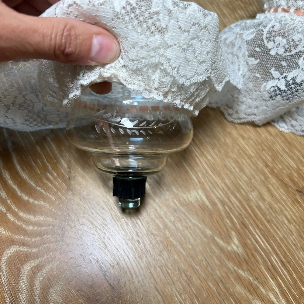 Vintage Homco Clear Etched Ruffled Glass 4